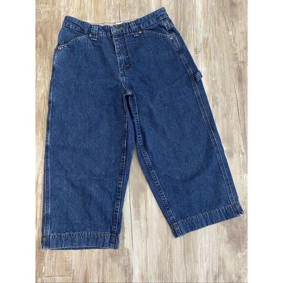 Lee Relaxed Fit Denim Capri Jeans Carpenter Cargo Mid Rise Pant Women’s Sz 6 - Picture 1 of 5